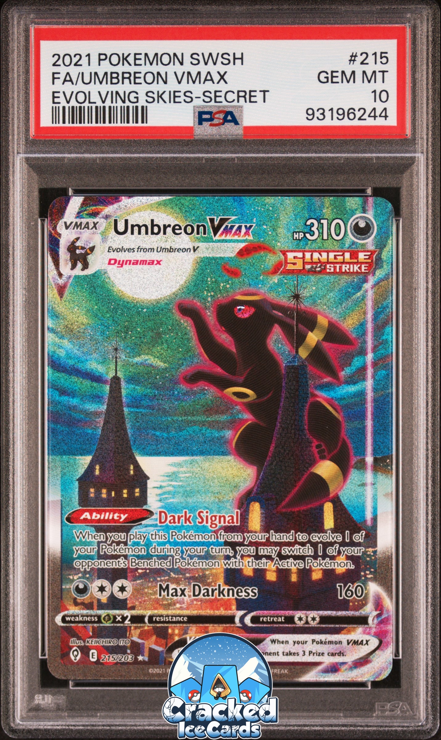 Umbreon VMAX 215/203 Evolving Skies Alt Art PSA 10